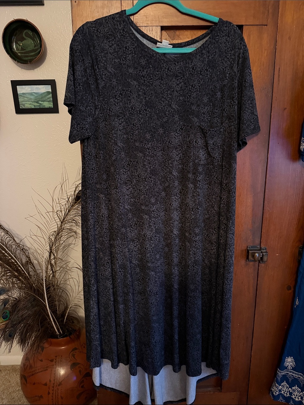 LuLaRoe Black Short-Sleeve Maxi Dress with Subtle Pattern